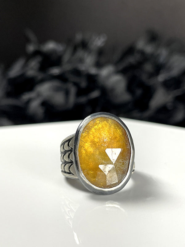 Yellow Sapphire Creeper Ring - Size 7.5