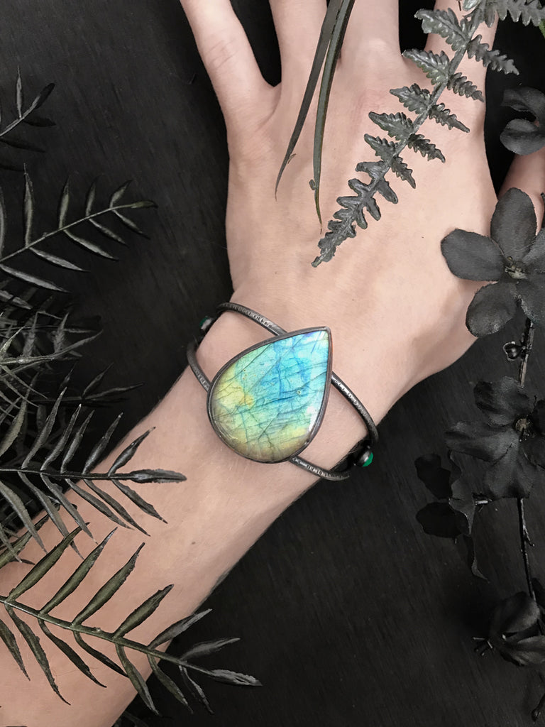 Teardrop Labradorite Cuff Bracelet