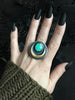 Glowing Aquamarine Moon Goddess Ring