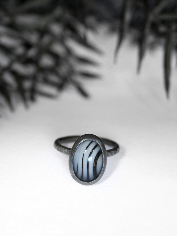 Zebra Stripe Glass Ring