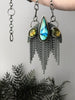 Inverted Moon Pendant with Labradorite and Chain Fringe