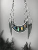 Rainbow Labradorite Moon Necklace with Fringe and Planetary Chain