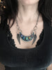 Rainbow Labradorite Moon Necklace with Fringe and Planetary Chain