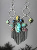 Peacock Labradorite Statement Necklace with Fringe