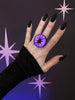 Glowing Purple Crystal Ball Ring, size 6.5