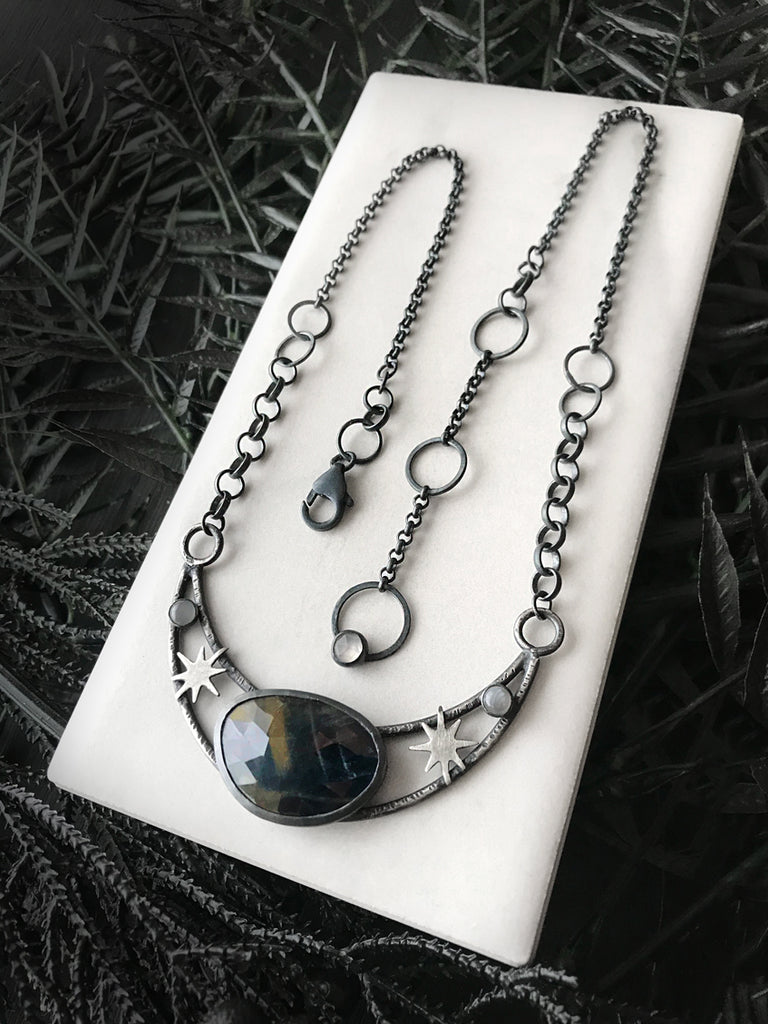 Celestial Sapphire and Moonstone Necklace