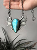 Witchy Silver Statement Necklace with Blue Labradorite and Bat Wings