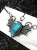 Witchy Silver Statement Necklace with Blue Labradorite and Bat Wings