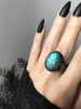 Shimmery Sky Blue Labradorite Orbit Ring - Size 7.75
