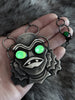 Huge Silver Creature Necklace with Glowing Quartz Eyes