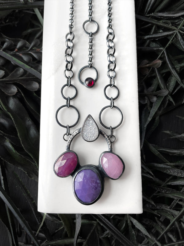 Pink & Purple Mulit-Gemstone Necklace