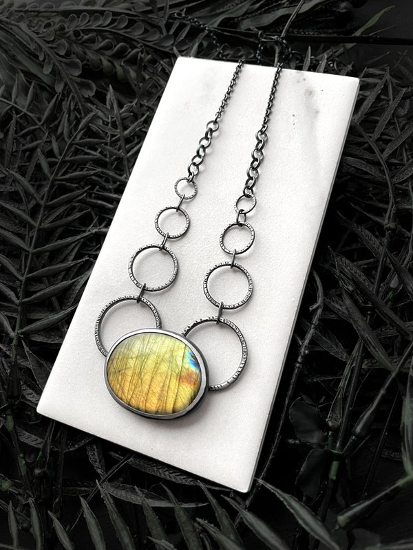 Golden Labradorite Statement Necklace