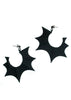 Big gothic black bat wing hoop earrings displayed on a white background. 3d printed jewelry by Hypnovamp.